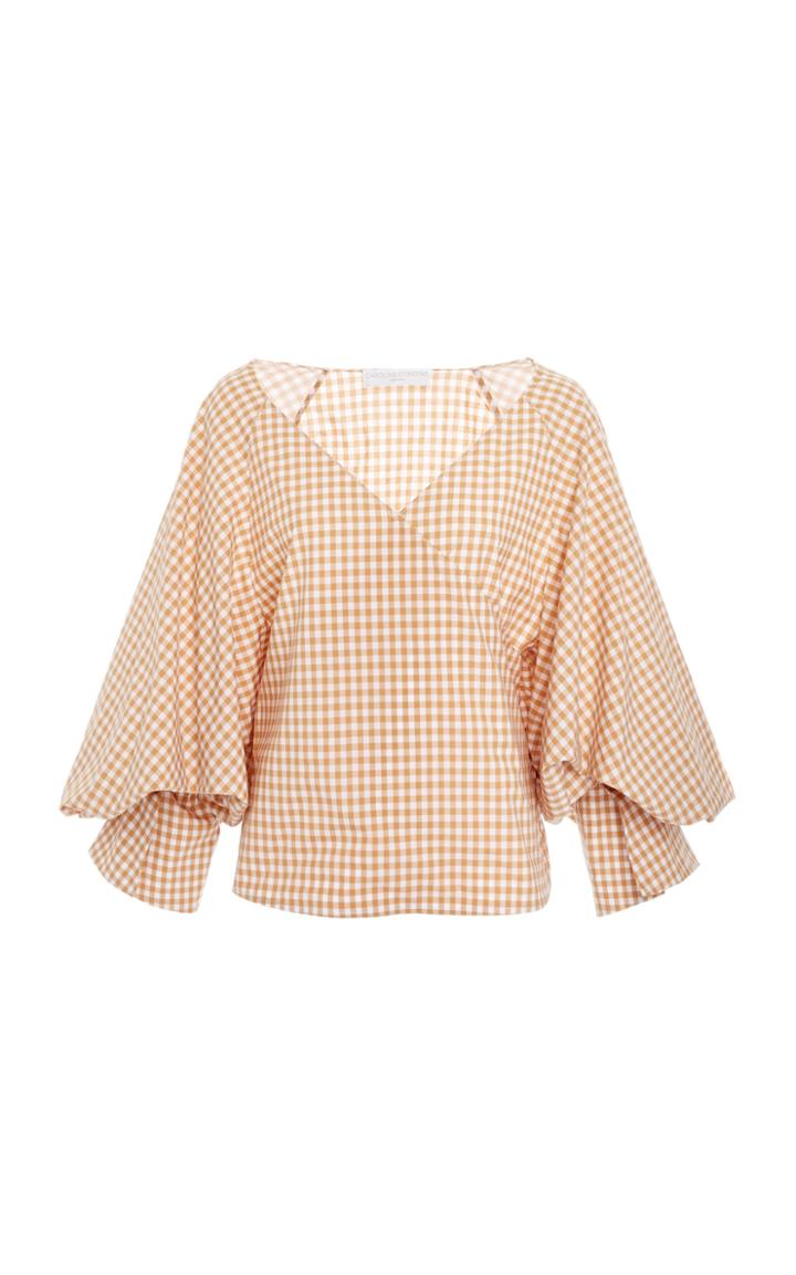 Caroline Constas Josie Gingham Wrap Blouse