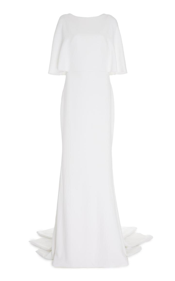 Cushnie Bridal Lydia Open-back Cape-effect Crepe Gown