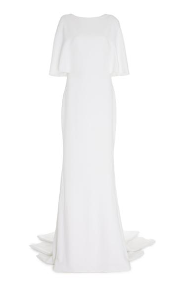Cushnie Bridal Lydia Open-back Cape-effect Crepe Gown