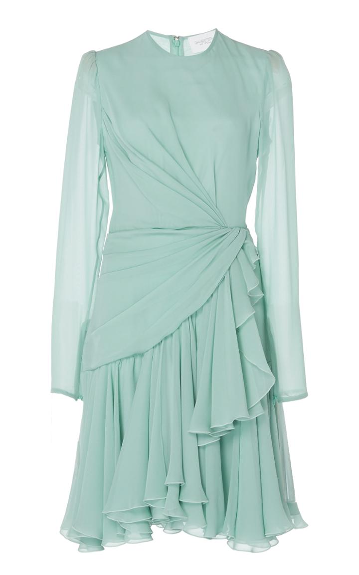 Giambattista Valli Ruched Pleated Long Sleeve Dress