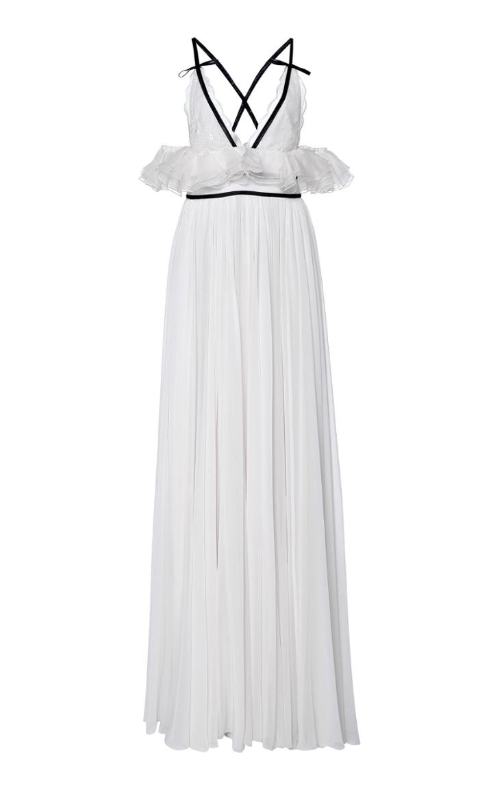 Moda Operandi Giambattista Valli Gathered Chiffon Maxi Dress Size: 40