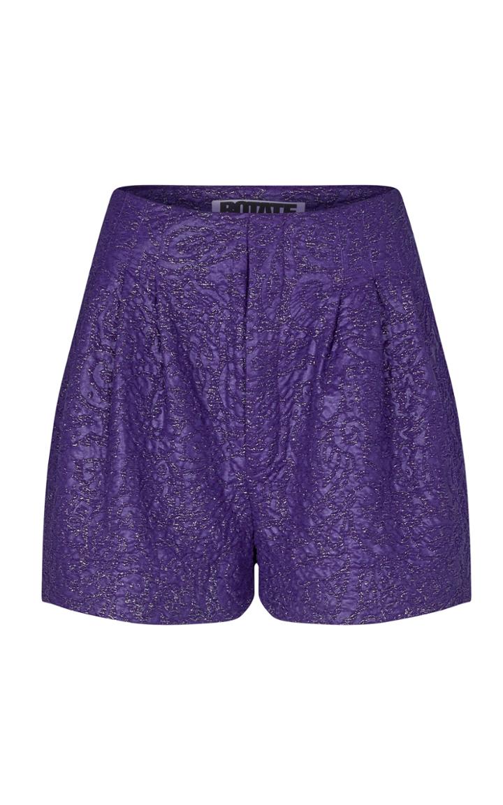Moda Operandi Rotate Janis Pleated Metallic Jacquard Shorts