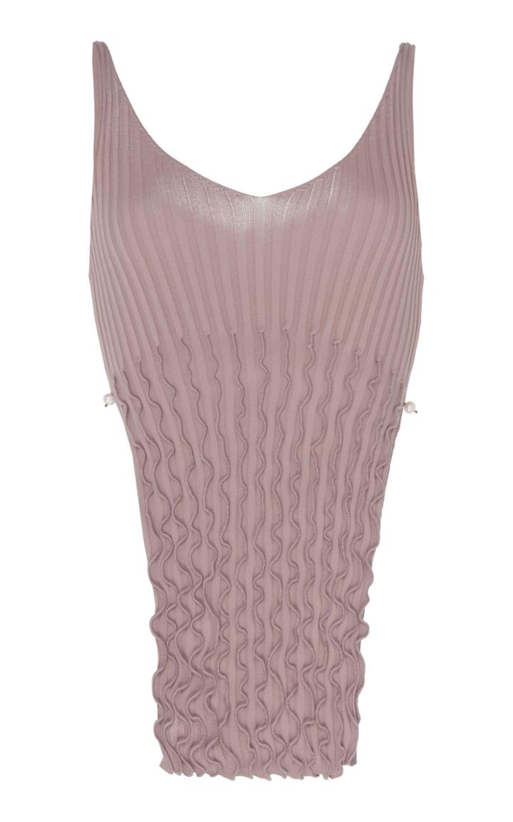 Moda Operandi Peet Dullaert Slit Frill-detailed Ribbed-knit Tank Top Size: 34