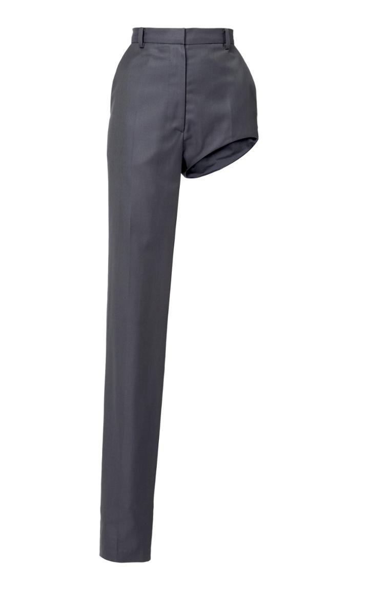 Pushbutton Wool-blend One Leg Trousers