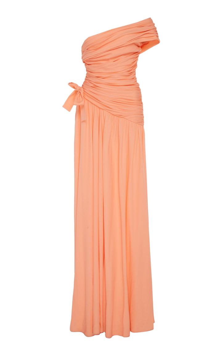 Giambattista Valli Ruched One-shoulder Crepe Gown