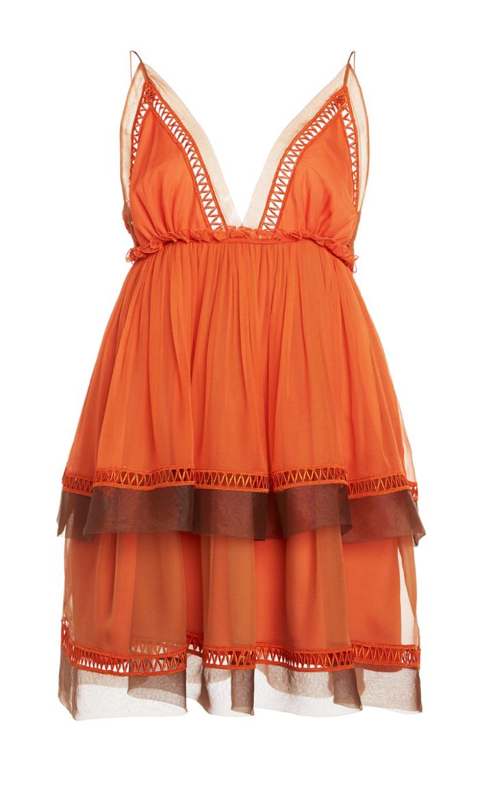 Moda Operandi Alberta Ferretti Chiffon Off-shoulder Tiered Gown Size: 36