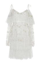 Needle & Thread White Supernova Ruffled Open Shoulder Dress