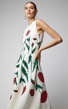 Oscar De La Renta Poppy Embroidered Dress