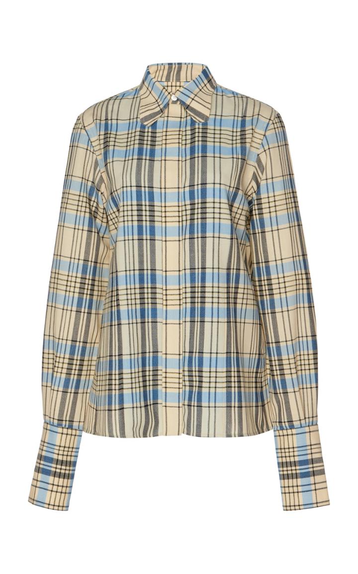 Victoria Beckham Plaid Wool Button-down Shirt