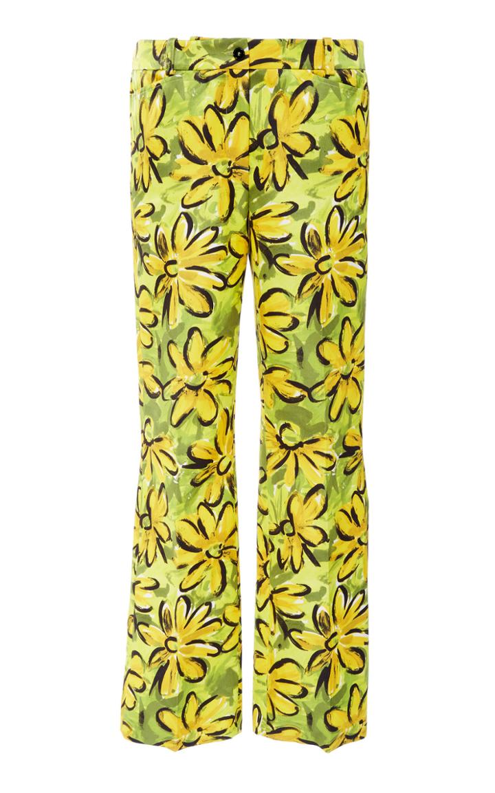 Michael Kors Collection Straight Leg Cotton Silk High-rise Trouser