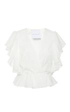 Markarian Exclusive Norris Ruffled Cotton-poplin Peplum Top