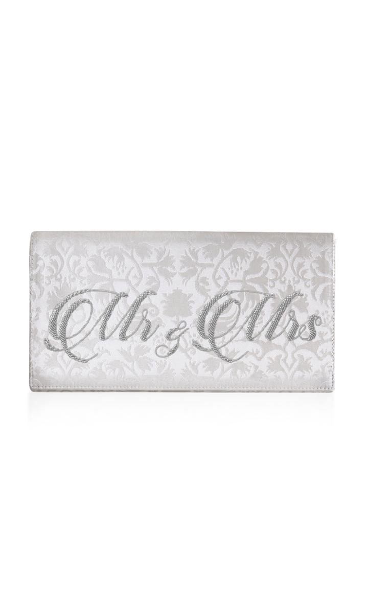 Preciously Paris Mr & Mrs Jacquard Silk Clutch