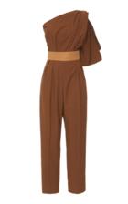 Max Mara Avola One Shoulder Cotton Poplin Jumpsuit