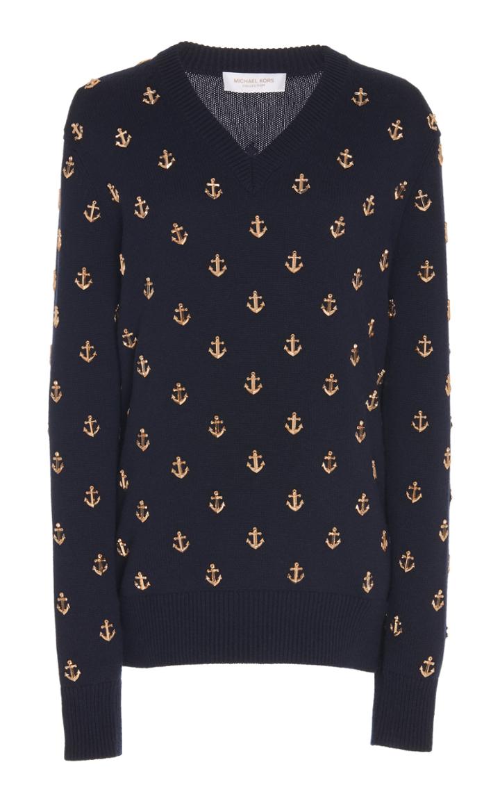 Moda Operandi Michael Kors Collection Anchor-embellished Cashmere Sweater Size: Xs
