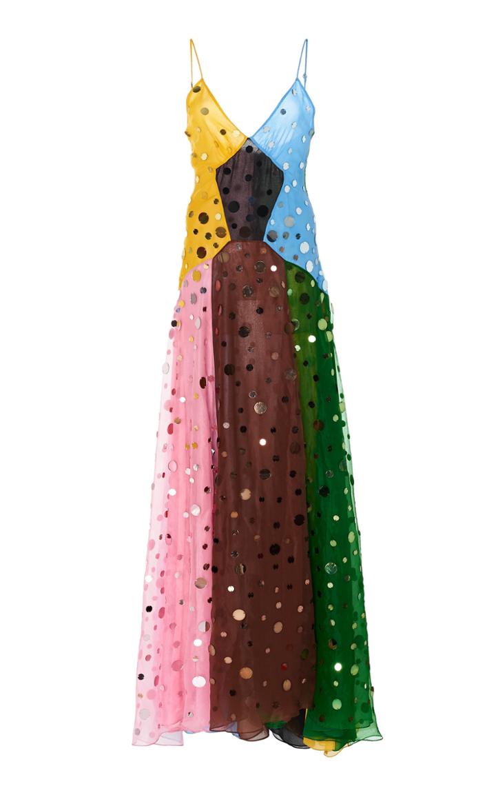 Rosie Assoulin Paneled Sequined Silk Dress