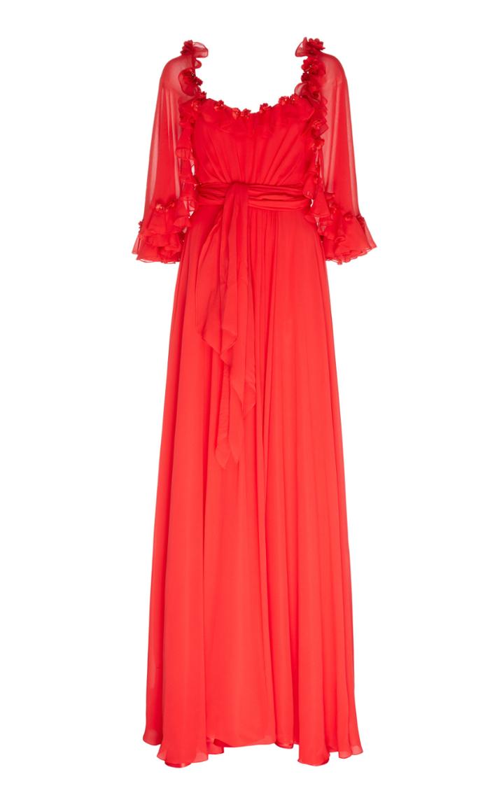 Jenny Packham Adelina Ruffled Chiffon Gown