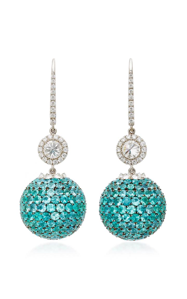 Martin Katz Paraiba Tourmaline Pave Disco Ball Earrings