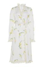 Alessandra Rich Ruffle-trim Floral Silk Dress