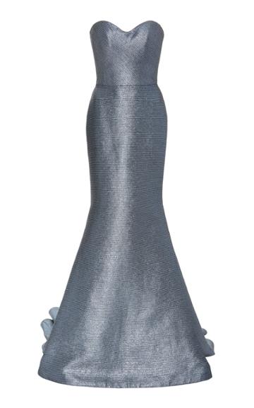 Romona Keveza Dipped Linen Mermaid Gown