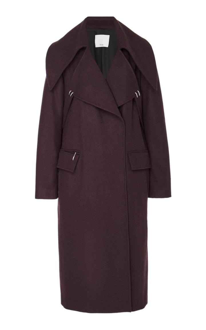 Tibi Double-breasted Wool-blend Maxi Trench Coat