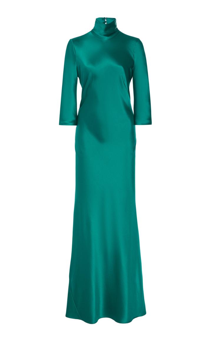 Galvan Margot Silk-satin Turtleneck Gown Size: 36