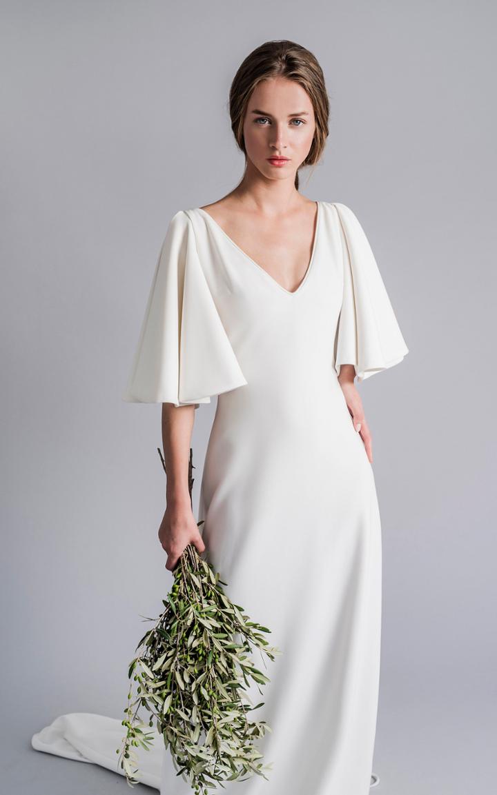 Moda Operandi Sophie Et Voila Ruffle Shoulder V-neck Gown