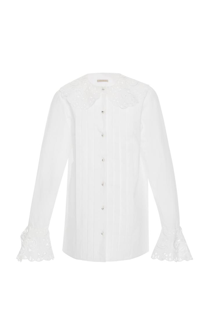 Christopher Kane Pleated Poplin Collar Blouse