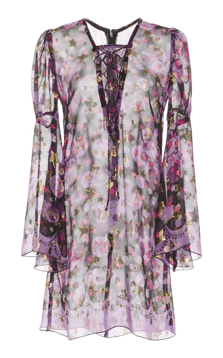 Anna Sui Metallic Clipped Jacquard Dress