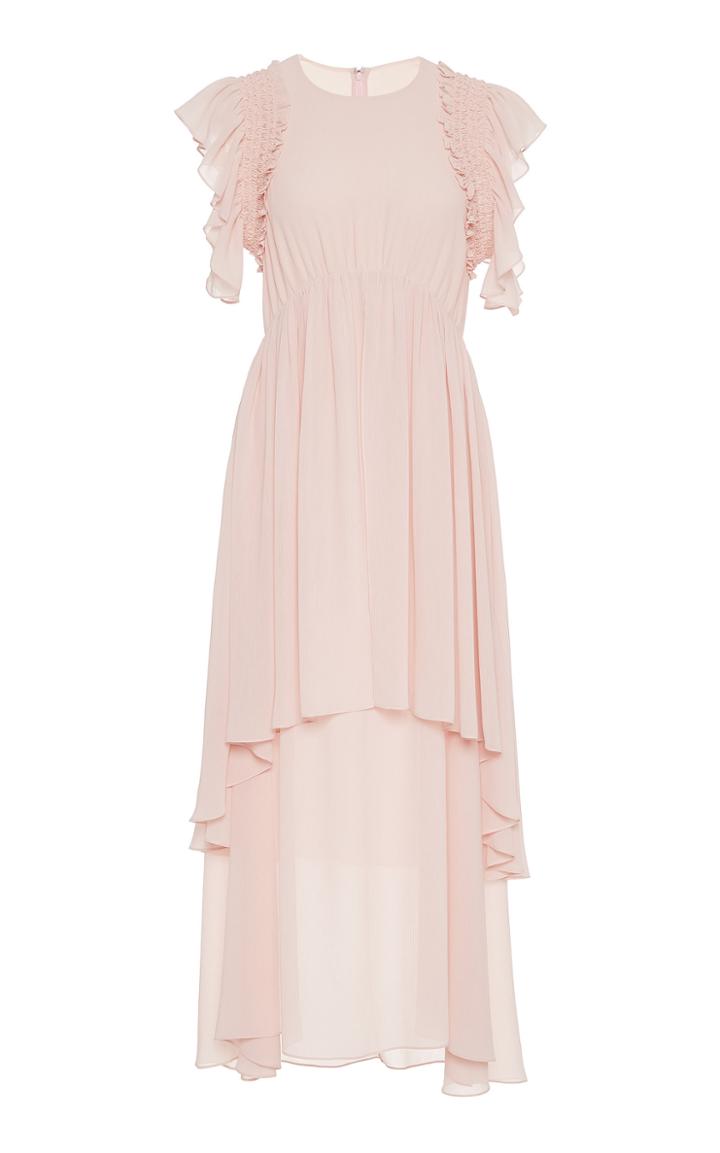 Moda Operandi Hiraeth Polina Tiered Embellished Chiffon Dress Size: 2