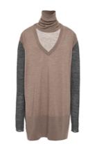 Tome Beige Color Block Merino Wool Sweater