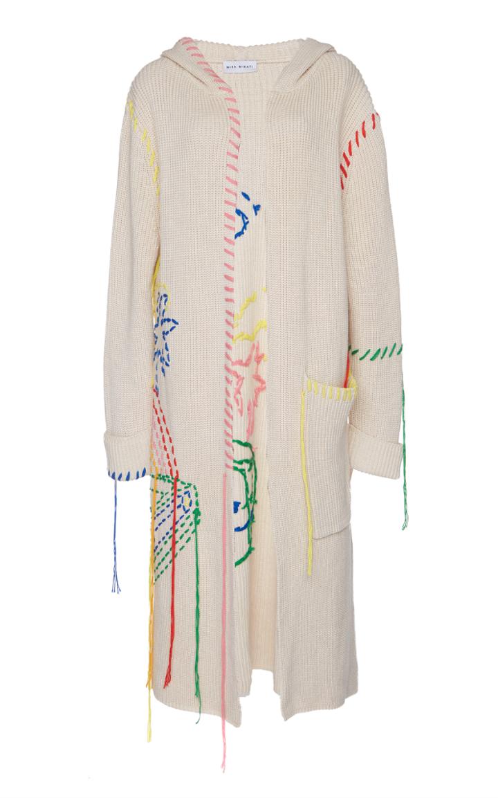 Mira Mikati Hand Embroidered Retro Car Knitted Cardigan