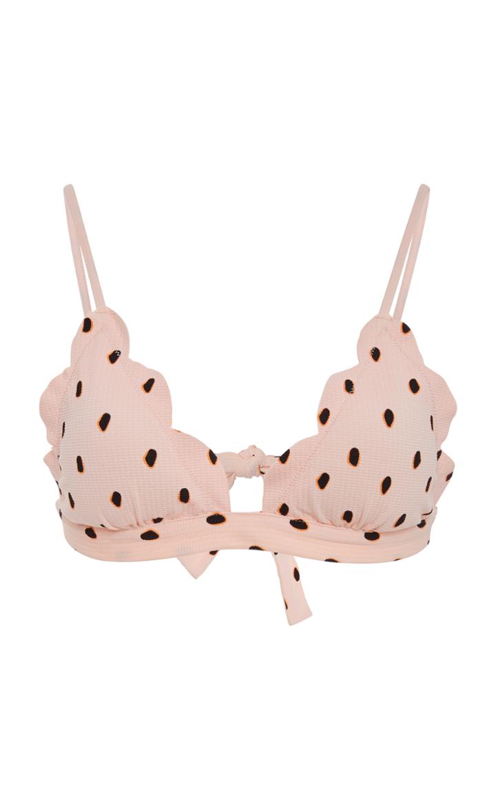 Marysia Swim Polka-dot Scalloped Bikini Top