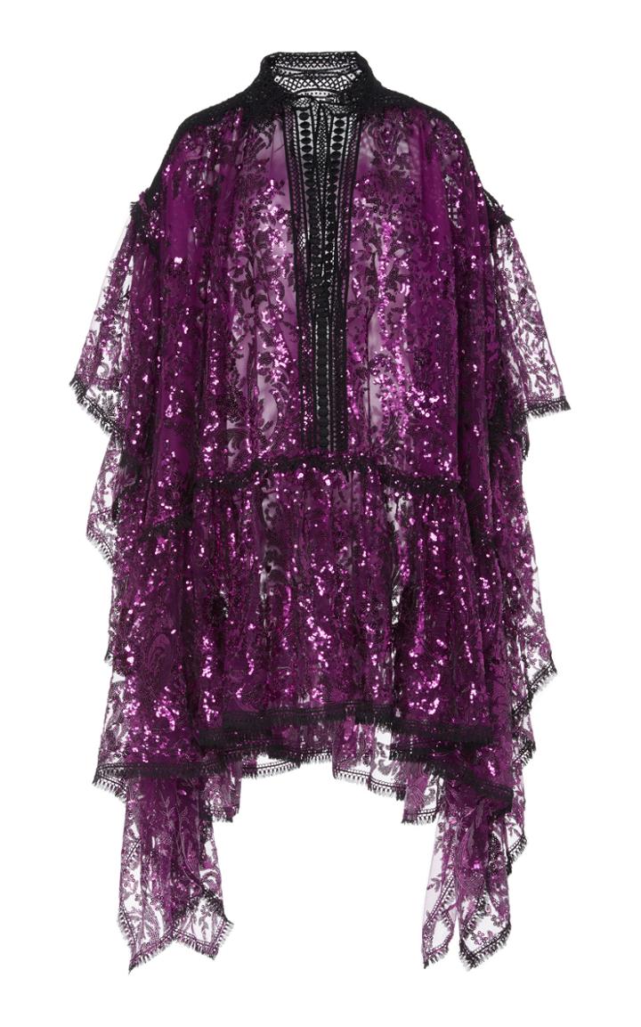 Naeem Khan Eyelet-trim Sequined Mini Dress