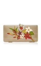 Silvia Furmanovich Marquetry Raised Floral And Butterfly Thin Clutch