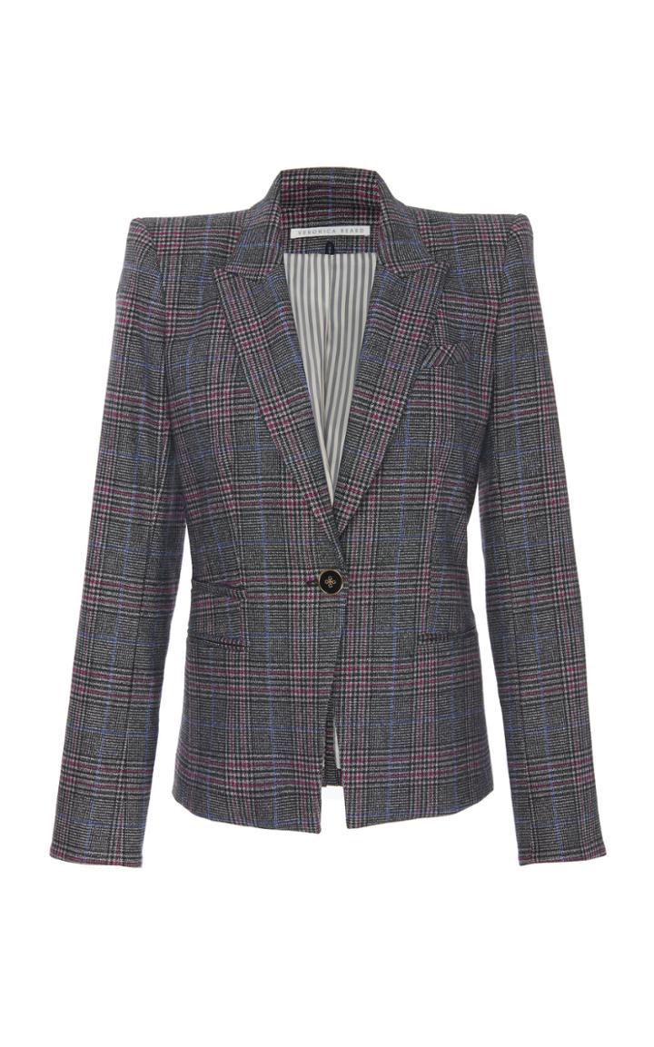 Veronica Beard Brock Single-button Plaid Dickey Jacket
