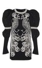 Andrew Gn Pearl Peacock Long Sleeve Mini Dress
