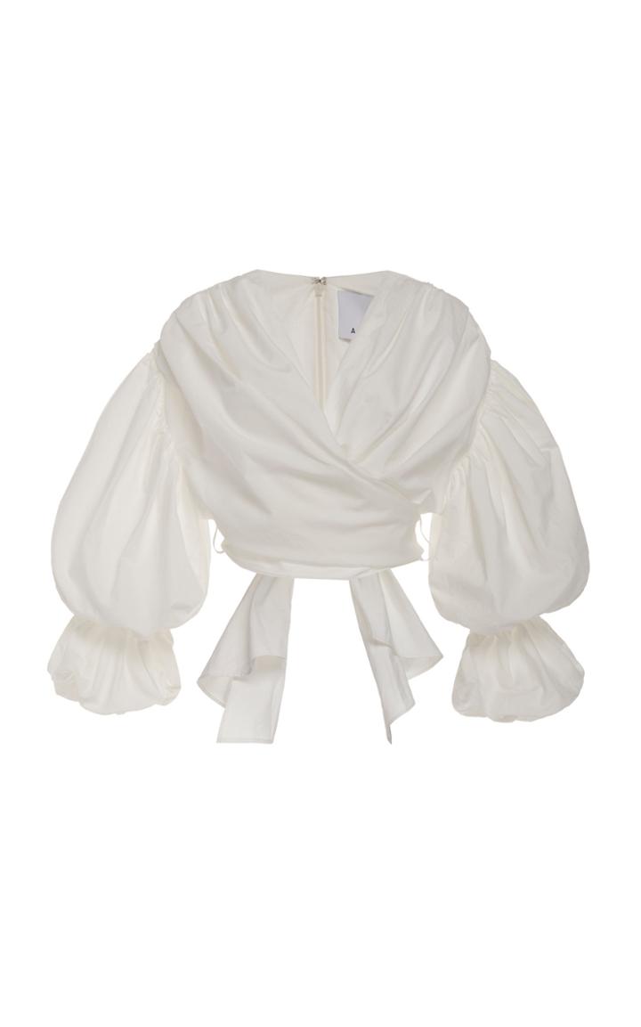 Acler Melross Ruched Wrap-effect V-neck Cropped Top