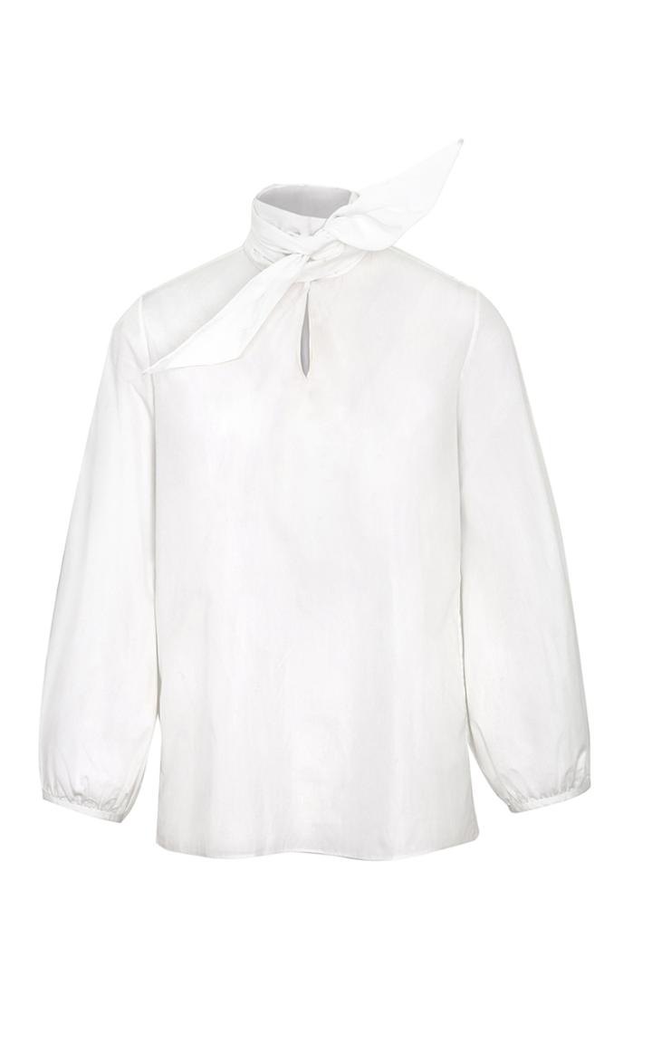 Moda Operandi Martin Grant Puff-sleeve Cotton Poplin Tie-neck Blouse