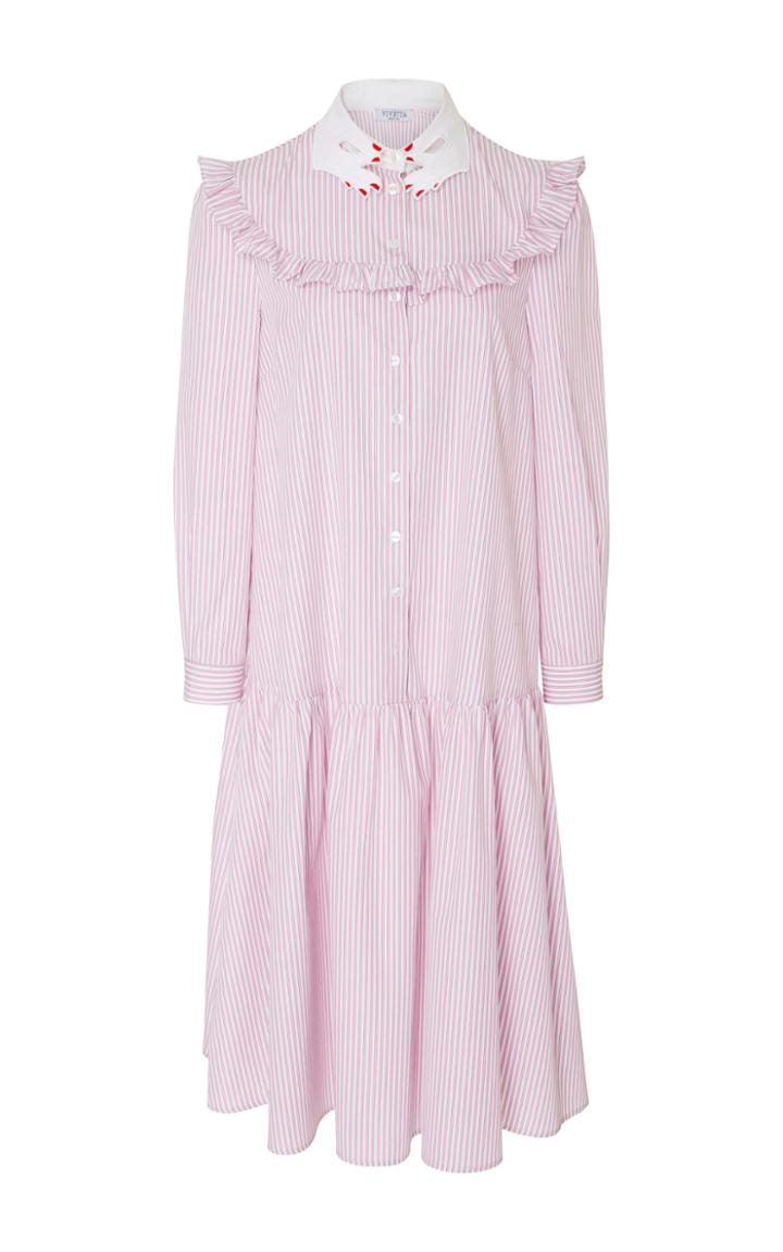 Vivetta Teheran Dream Ruffle Cotton Shirt Dress