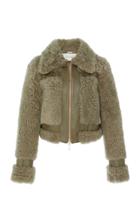 Zimmermann Cropped Leather-trimmed Shearling Jacket