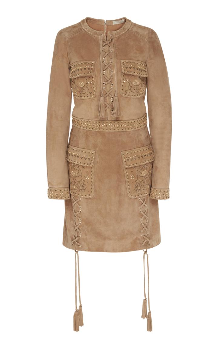 Elie Saab Suede Safari Dress