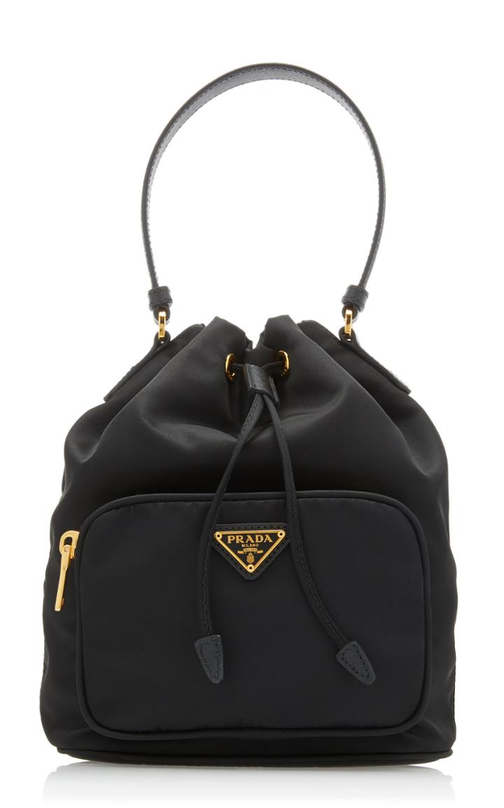 Prada Small Leather-trimmed Nylon Bucket Bag