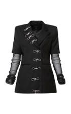 Moda Operandi Mach & Mach Short Sleeved Bow Accented Blazer Dress Size: Xs