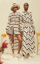 Moda Operandi Oscar De La Renta Tie-neck Striped Shirt Dress