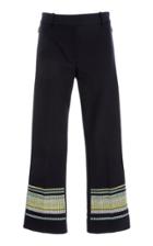 Derek Lam 10 Crosby Cropped Flare Trouser With Embroidered Hem