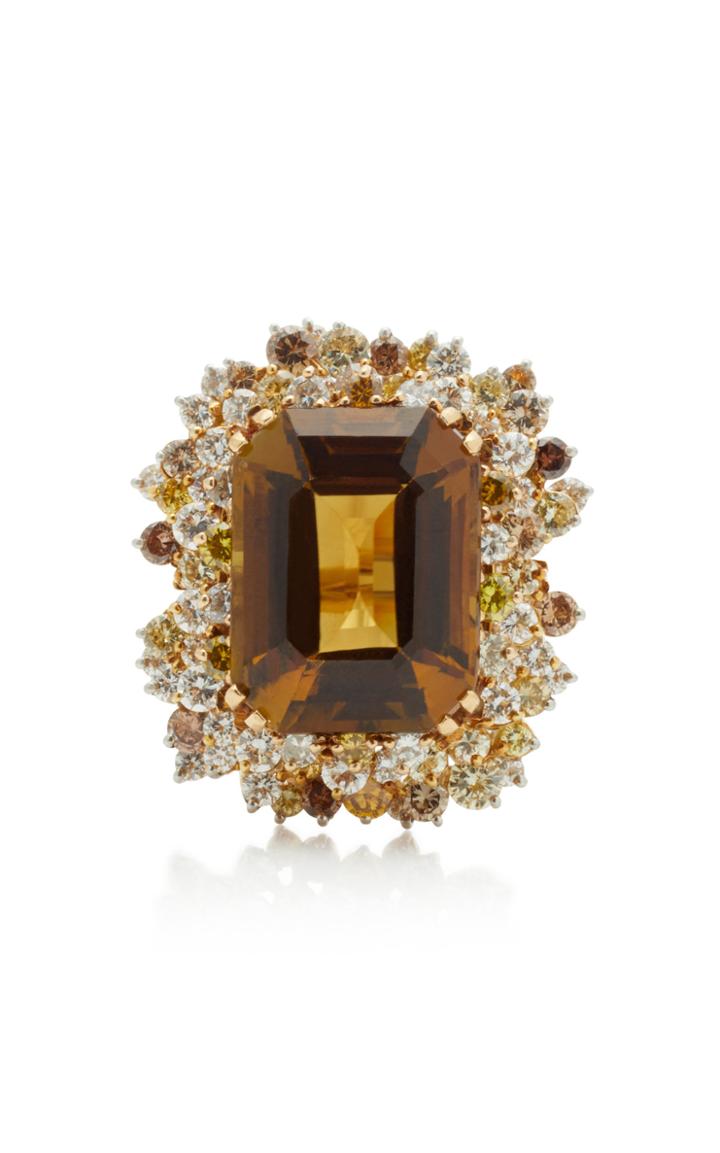Mahnaz Collection 18k Gold Platinum Tourmaline And Diamond Ring
