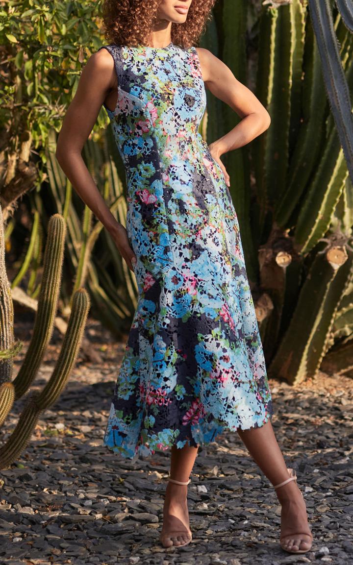 Moda Operandi Monique Lhuillier Bouquet-printed Guipure Lace Dress
