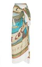 Agua De Coco Printed Modal And Linen Wrap Pareo Skirt