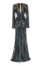 Dundas Sequin Embellished V-neck Gown