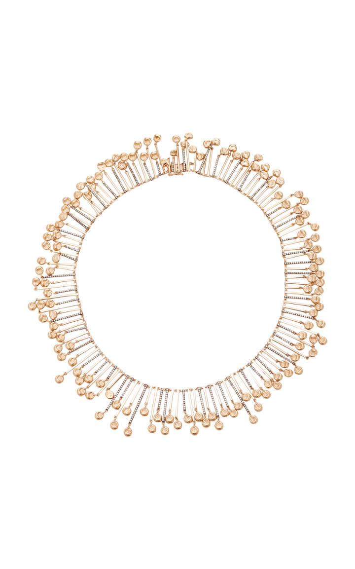 Kismet By Milka Meteorite Champagne Diamond Rose Gold Full Bar Necklace